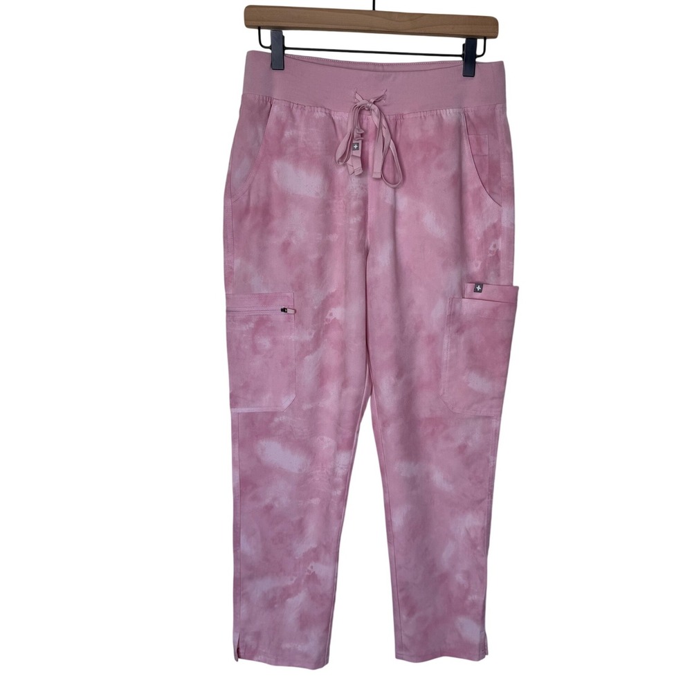 FIGS Yola Cargo Scrub Pants M/ Petite Limited Edition Pink Tie Dye Nursing Pants